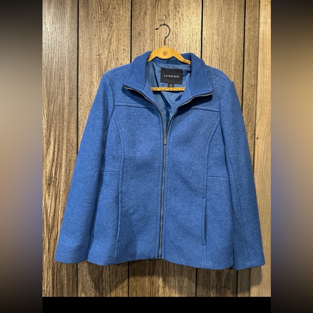 Lands End Wool Blend Zippered Coat